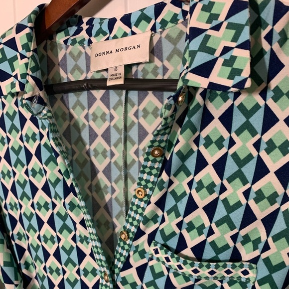 Diane Morgan Geometric Pattern Collard Dress - Picture 4 of 5